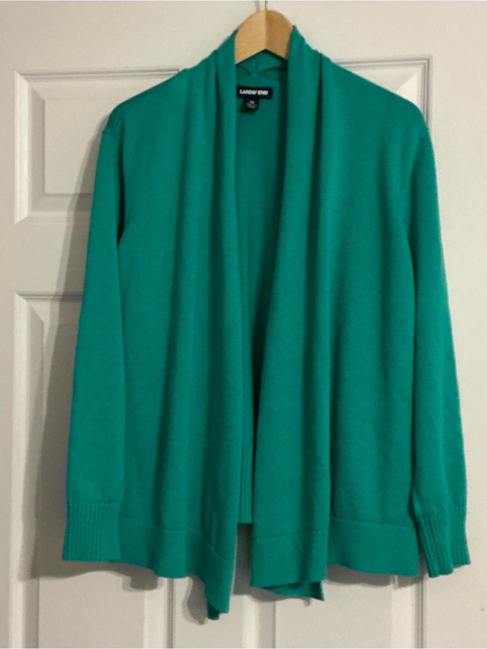 Lands' End Plus Size Kelly Green Open Cardigan